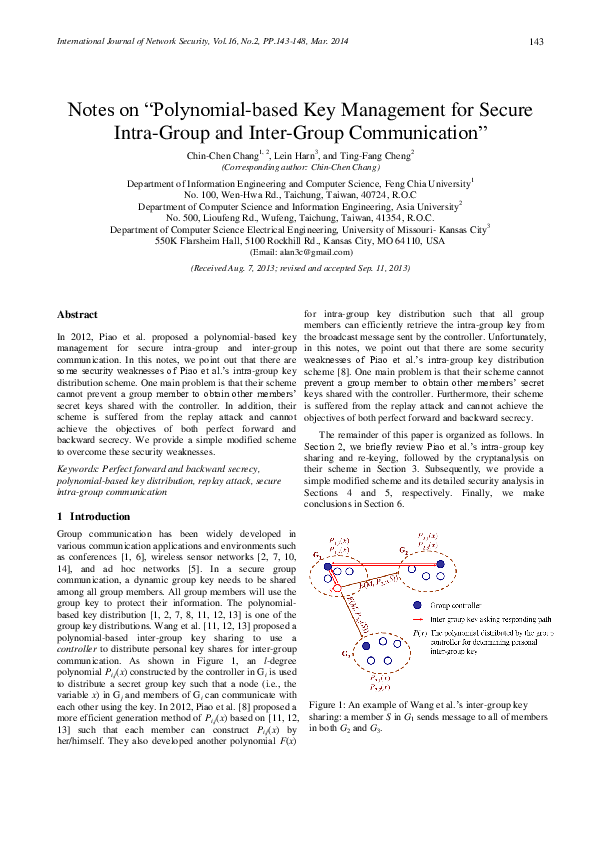 (PDF) Polynomial-based key management for secure intra-group and inter ...