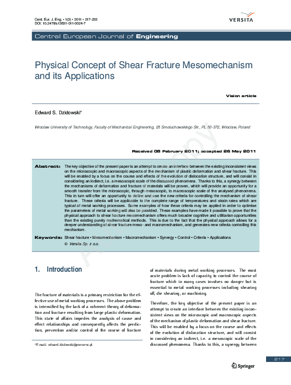(PDF) Physical Concept of Shear Fracture Mesomechanism and its ...
