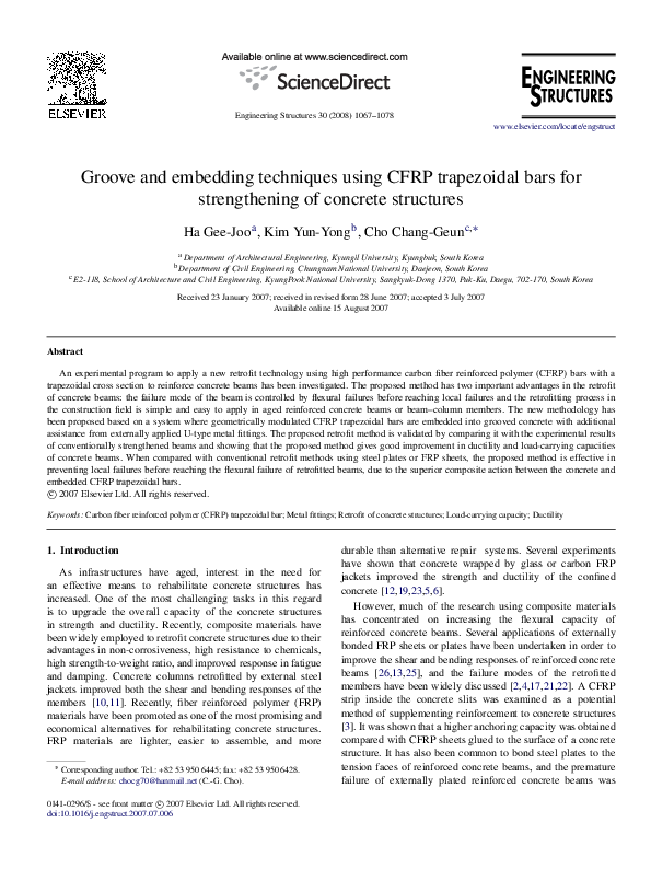 Gallery Detail: Pdf Groove And Embedding Techniques Using Cfrp Trapezoidal Bars For