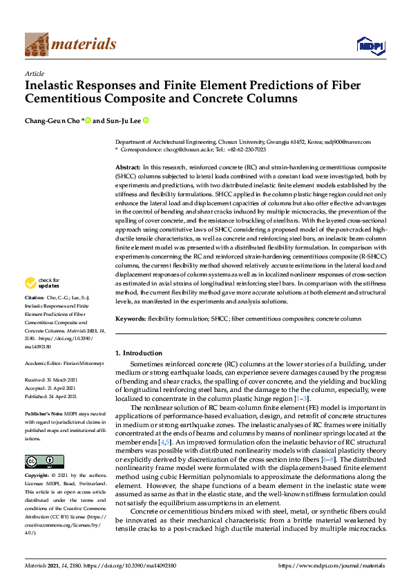 Inelastic Responses and Finite Element Predictions of Fiber ...