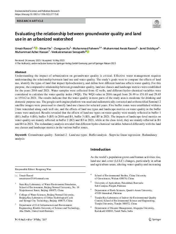 (PDF) Evaluating the relationship between groundwater quality and land ...
