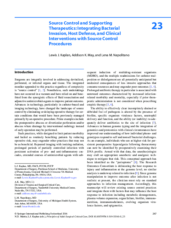 (PDF) Source Control and Supporting Therapeutics: Integrating Bacterial ...
