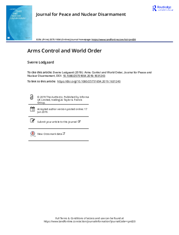(PDF) Arms Control and World Order