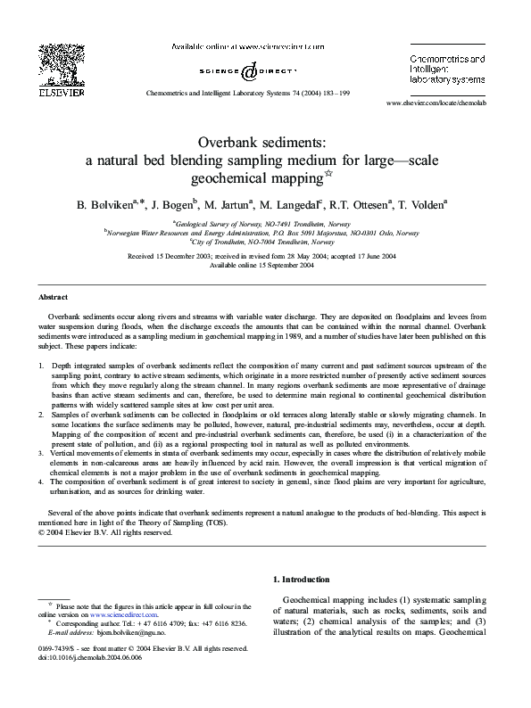 (PDF) Overbank sediments : a natural bed blending sampling medium for ...