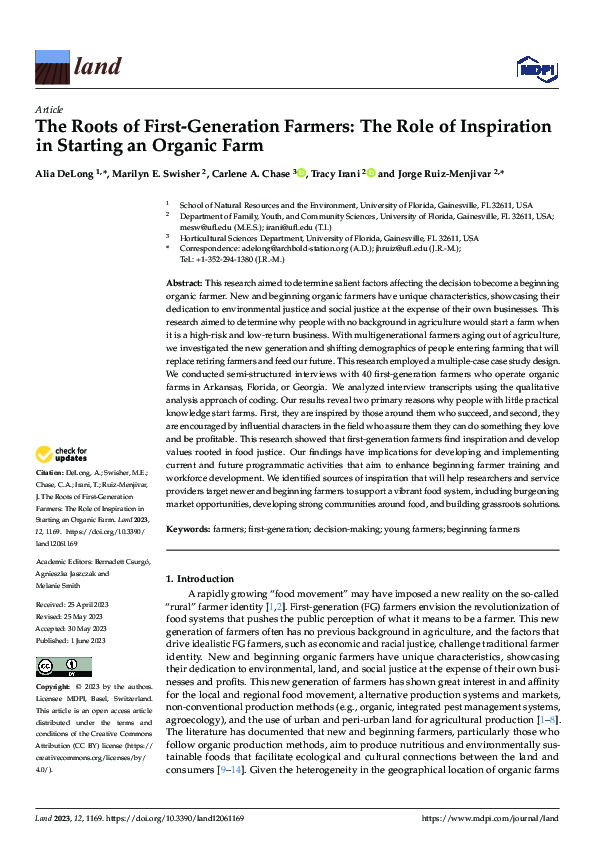 (PDF) The Roots of First-Generation Farmers: The Role of Inspiration in ...