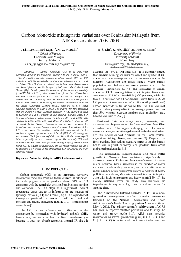 (PDF) Carbon monoxide mixing ratio variations over Peninsular Malaysia ...