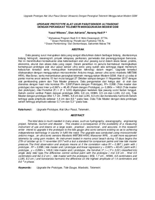 (PDF) Upgrade Prototype Alat Ukur Pasut Sensor Ultrasonic dengan ...