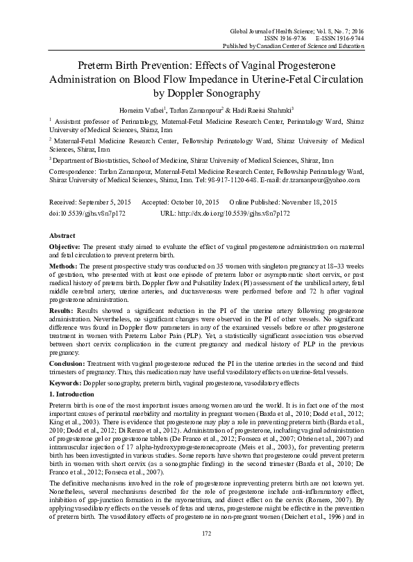 (PDF) Preterm Birth Prevention: Effects of Vaginal Progesterone ...