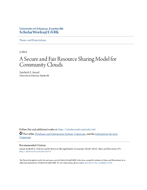 (PDF) A secure and fair resource sharing model for community clouds