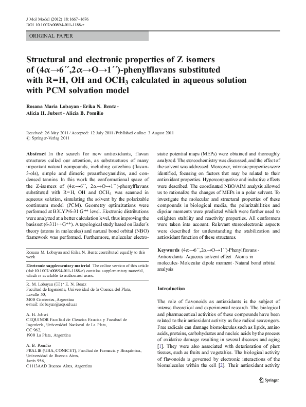 (PDF) Structural and electronic properties of Z isomers of (4α→6´´,2α→O ...