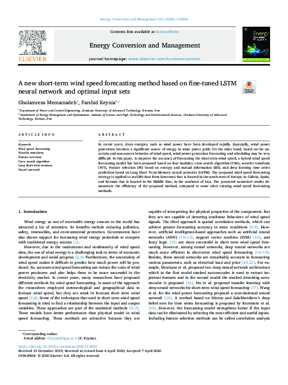 (PDF) A new short-term wind speed forecasting method based on fine ...