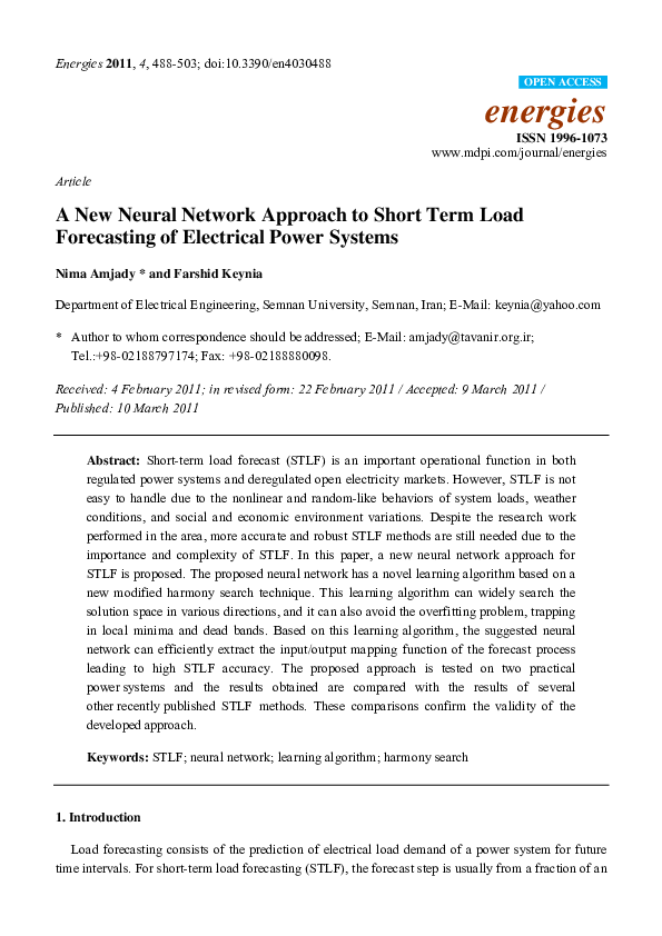 (PDF) Article A New Neural Network Approach to Short Term Load ...