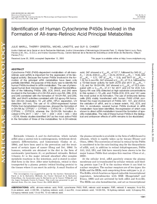 (PDF) Identification of Human Cytochrome P450s Involved in the ...