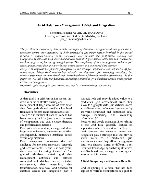 (PDF) Grid Database-Management, OGSA and Integration