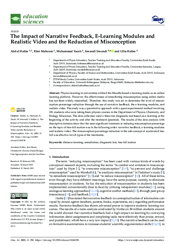 (PDF) The Impact of Narrative Feedback, E-Learning Modules and ...