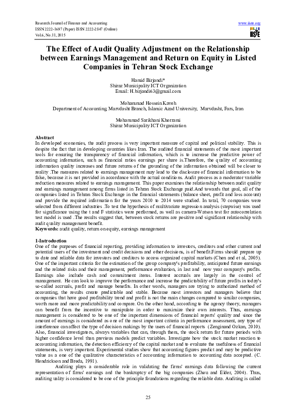 (PDF) The Effect of Audit Quality Adjustment on the Relationship ...