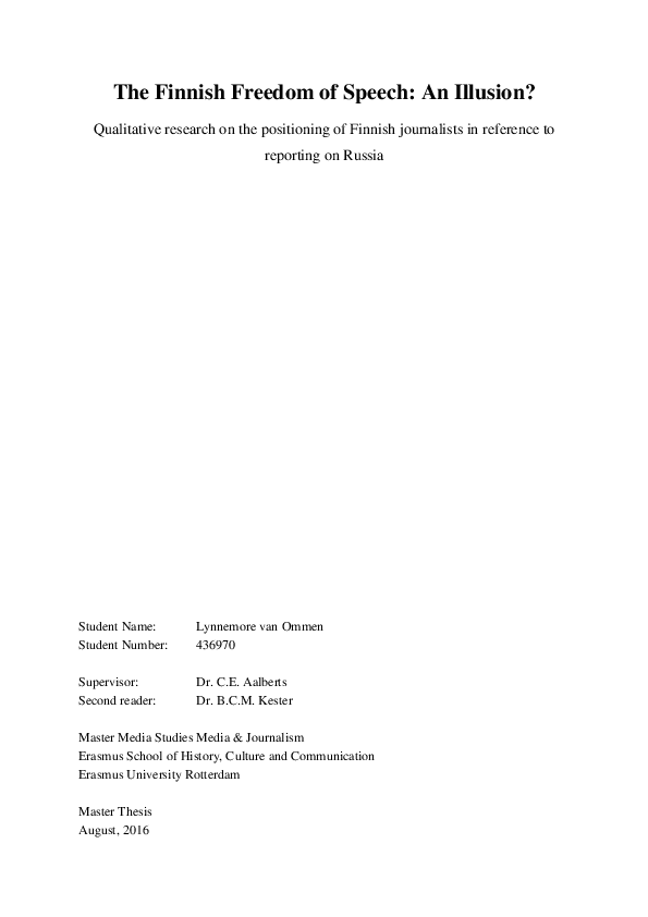 (PDF) The Finnish Freedom of Speech : An Illusion ? Qualitative ...