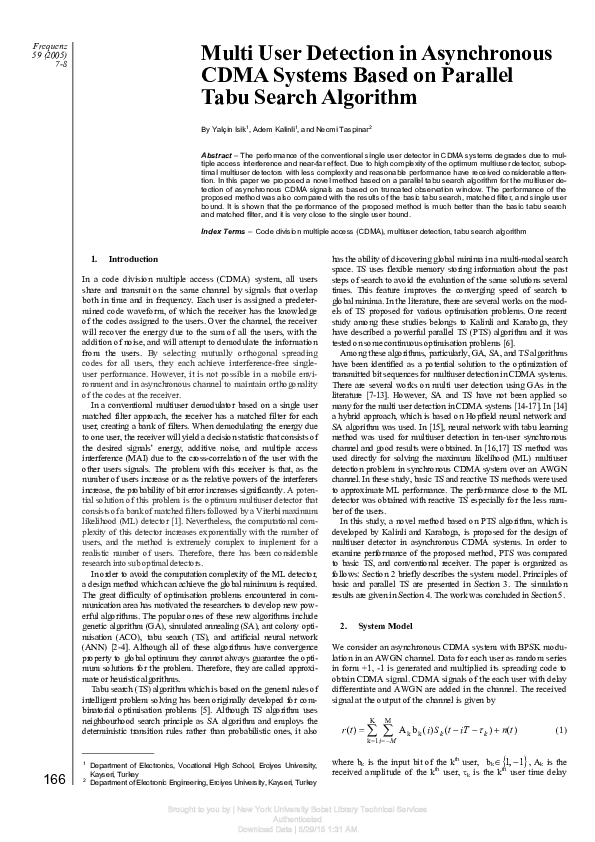 (PDF) Multi User Detection in Asynchronous CDMA Systems Based on ...