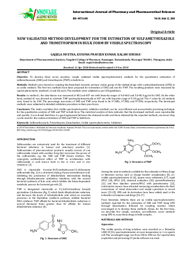 (PDF) NEW VALIDATED METHOD DEVELOPMENT FOR THE ESTIMATION OF