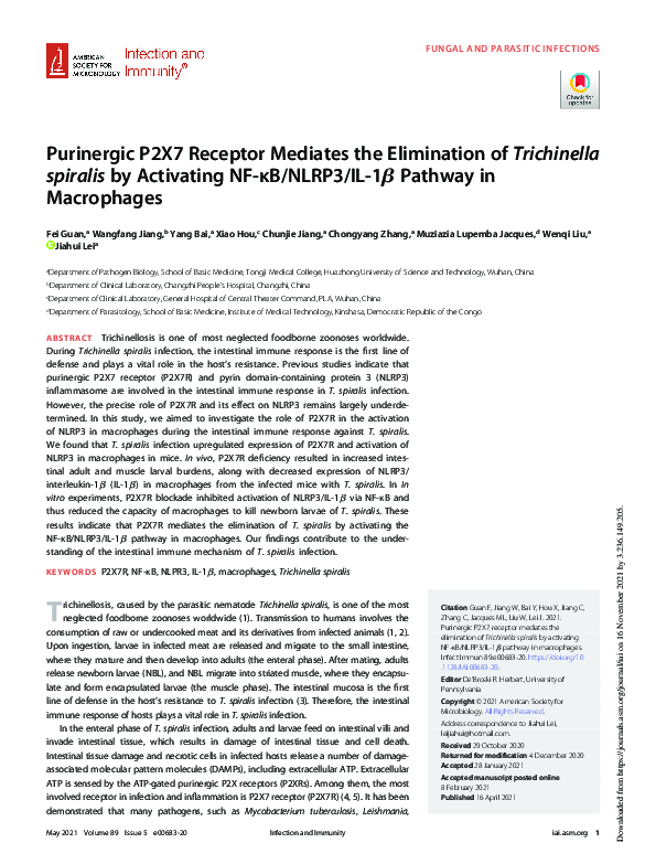 (PDF) Purinergic P2X7 Receptor Mediates the Elimination of Trichinella ...