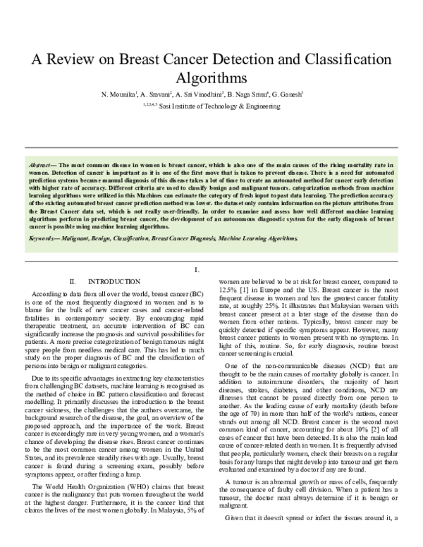 (DOC) A Review on Breast Cancer Detection and Classification Algorithms