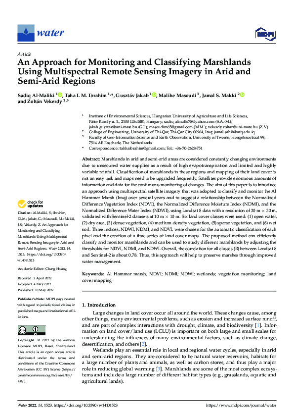 (PDF) An Approach for Monitoring and Classifying Marshlands Using ...