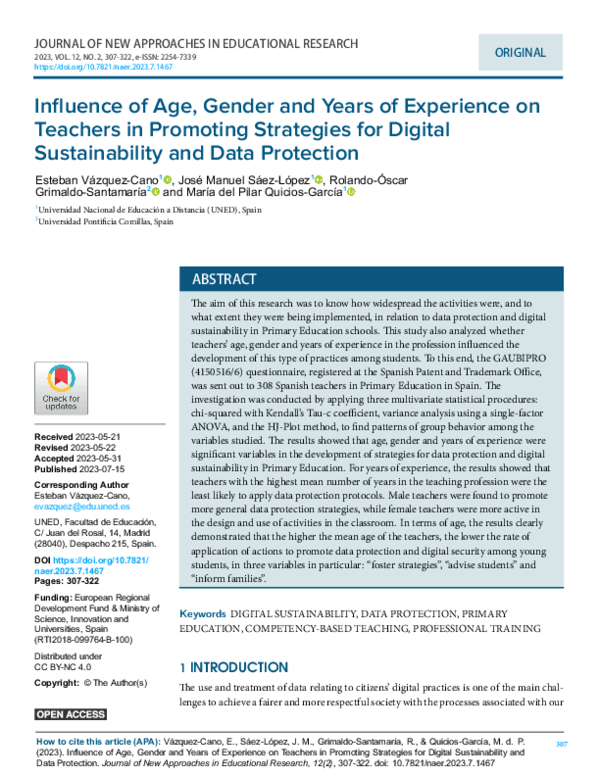 (PDF) Influence of Age, Gender and Years of Experience on Teachers in ...