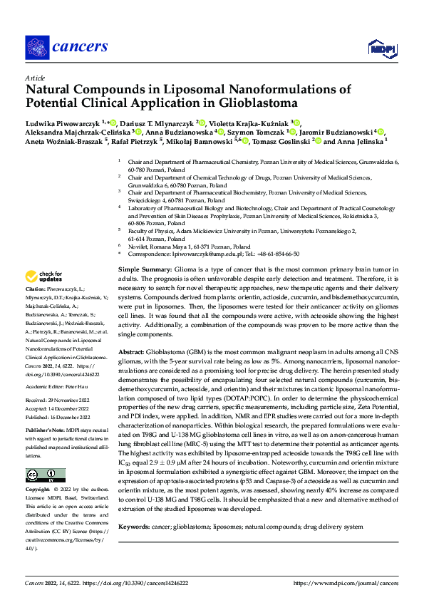 (PDF) Natural Compounds in Liposomal Nanoformulations of Potential ...