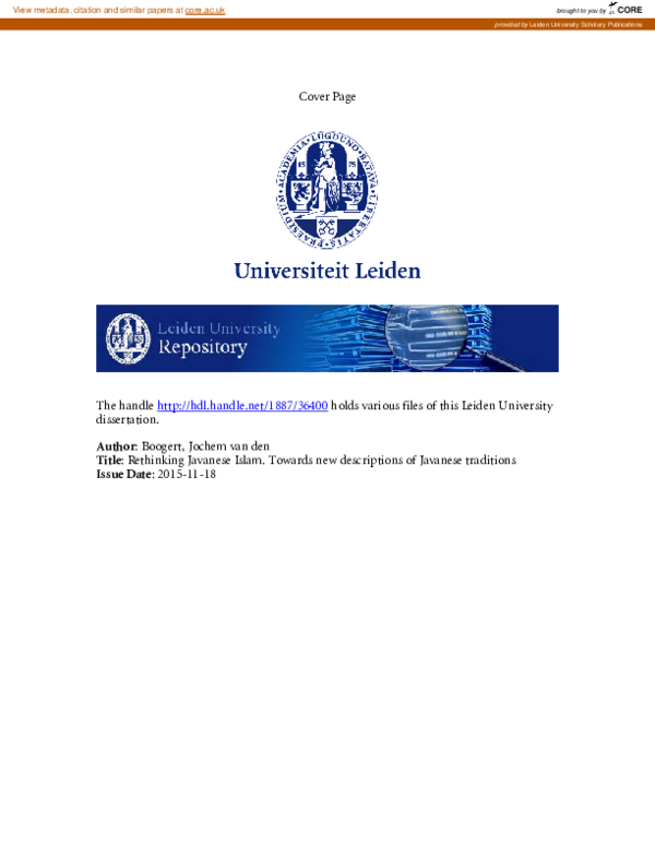 (PDF) Rethinking Javanese Islam. Towards new descriptions of Javanese ...