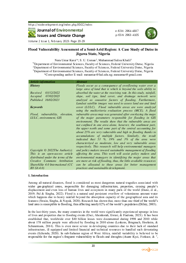 (PDF) Flood Vulnerability Assessment of A Semi-Arid Region: A Case ...