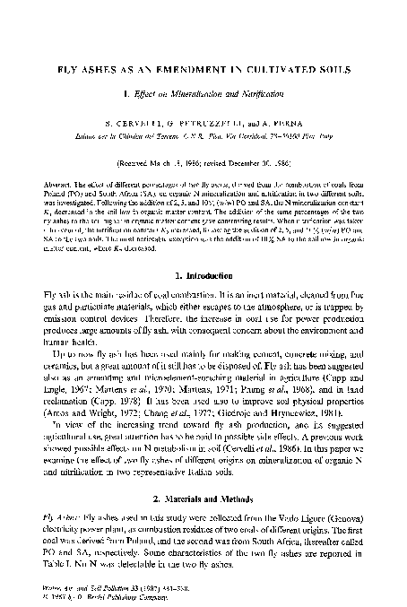 (PDF) Fly ashes as an emendment in cultivated soils | gianniantonio ...