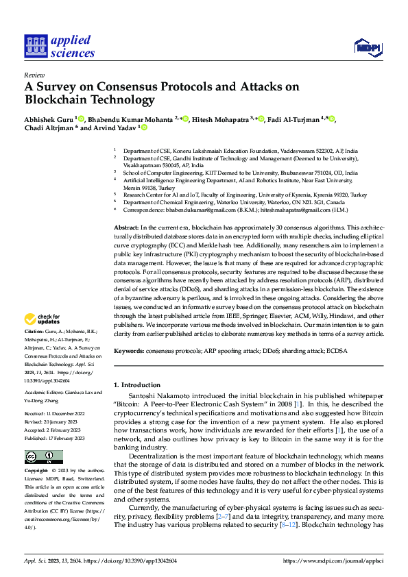 (PDF) A Survey on Consensus Protocols and Attacks on Blockchain Technology