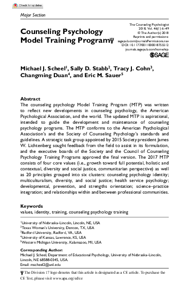 (PDF) Counseling Psychology Model Training Program