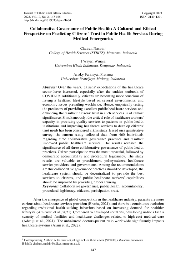 (PDF) Collaborative Governance of Public Health: A Cultural and Ethical ...