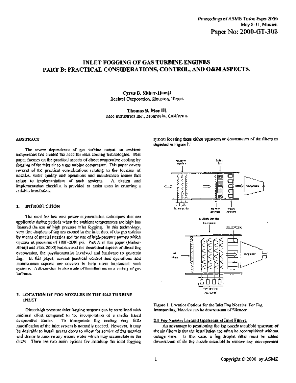 (PDF) Inlet Fogging of Gas Turbine Engines: Part B — Practical ...