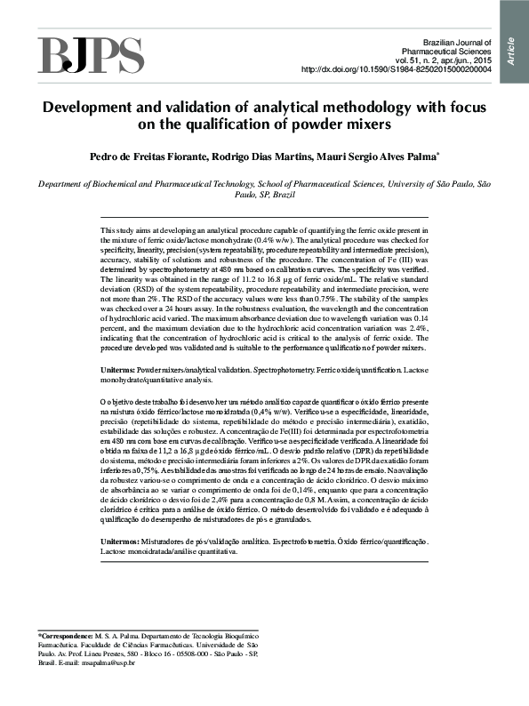 Pdf Development And Validation Of Analytical Methodology With Focus