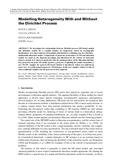 (PDF) Modelling Heterogeneity With and Without the Dirichlet Process
