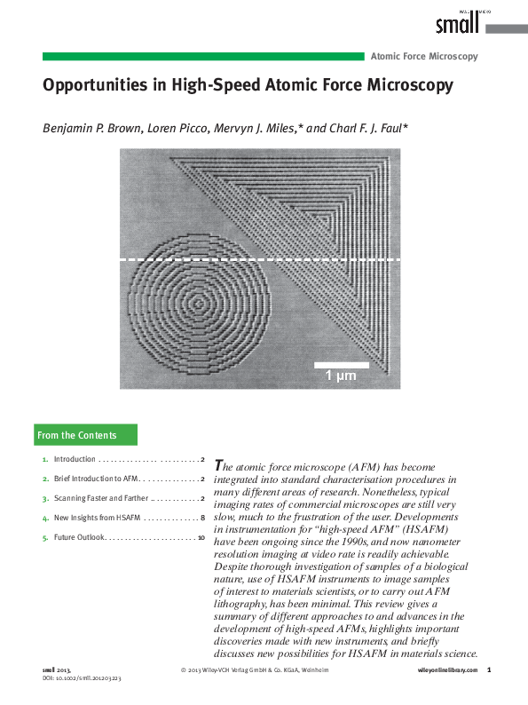 Pdf Opportunities In High Speed Atomic Force Microscopy Mervyn