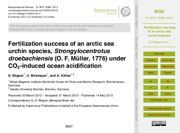 (PDF) Fertilization success of an arctic sea urchin species ...
