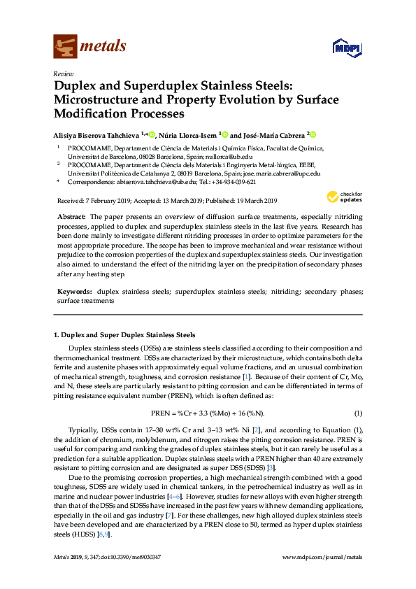 (PDF) Duplex and Superduplex Stainless Steels: Microstructure and ...