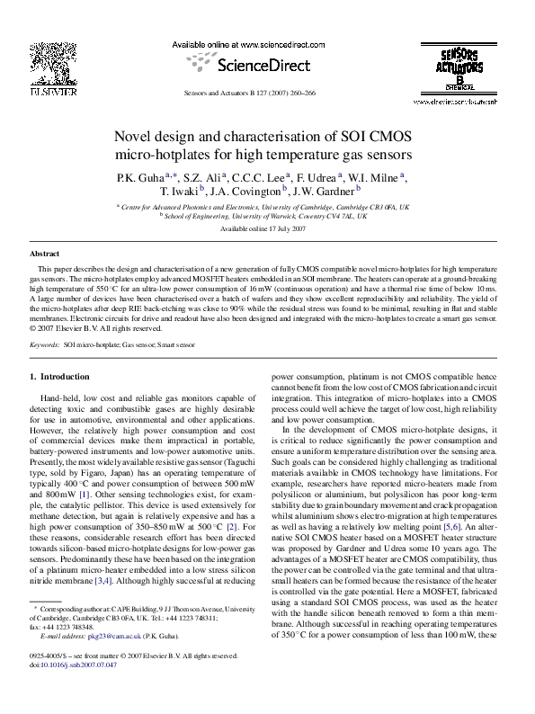 (PDF) Novel design and characterisation of SOI CMOS micro-hotplates for ...