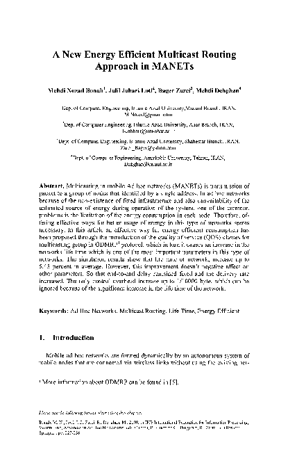 (PDF) A New Energy Efficient Multicast Routing Approach in MANETs