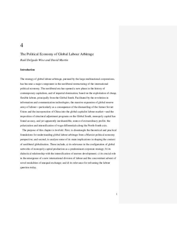 (PDF) The political economy of global labour arbitrage