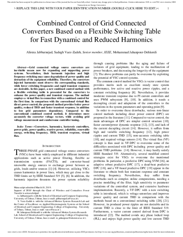 (PDF) Combined Control of Grid Connected Converters Based on a Flexible ...