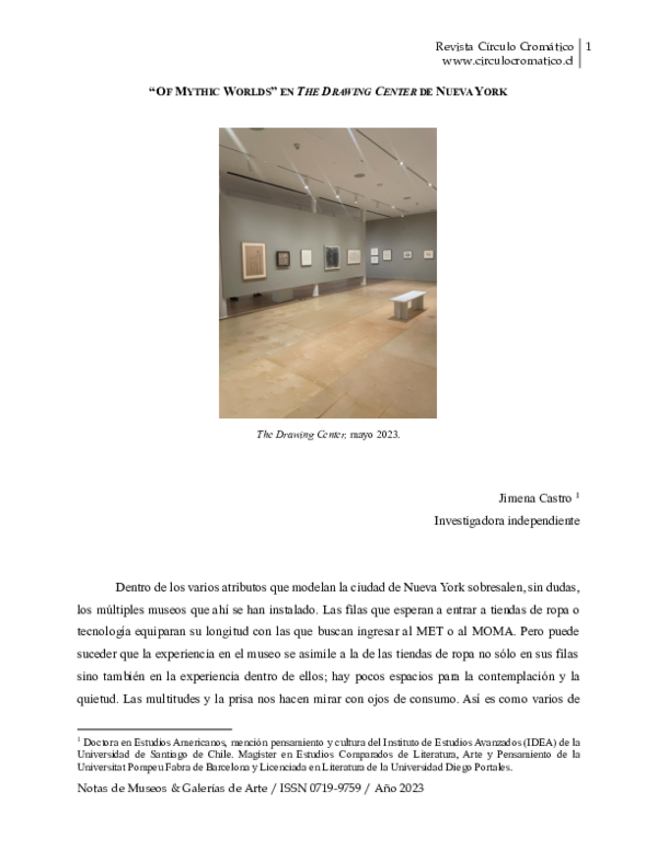 (PDF) “Of Mythic Worlds” en The Drawing Center de Nueva York Revista