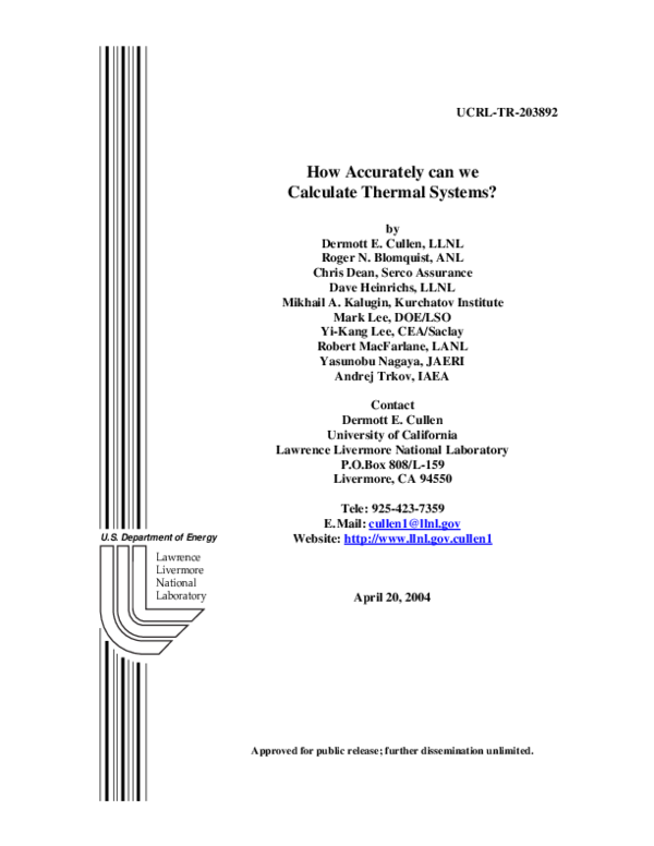 (PDF) How Accurately can we Calculate Thermal Systems? Dermott Cullen