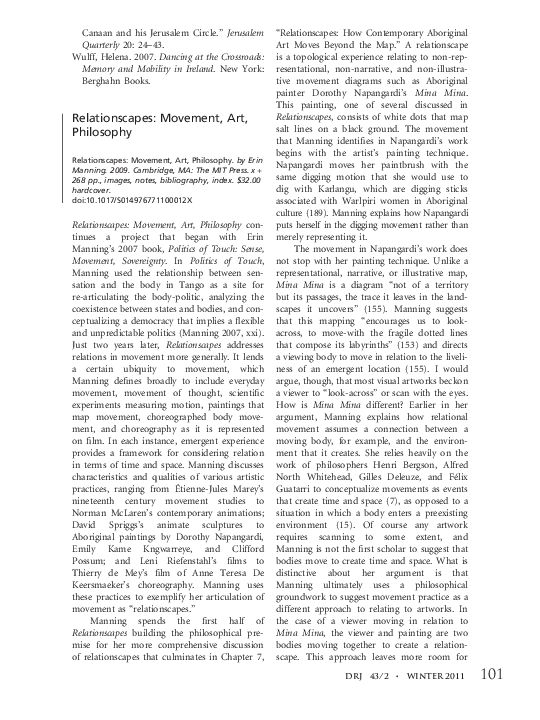 (PDF) Relationscapes: Movement, Art, Philosophy. by Erin Manning. 2009 ...