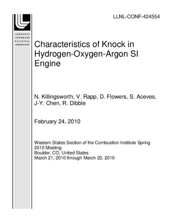 (PDF) Characteristics of Knock in HydrogenOxygenArgon SI Engine