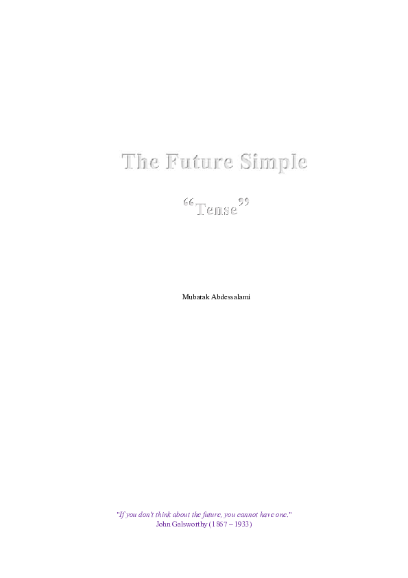 (PDF) The Future Simple 