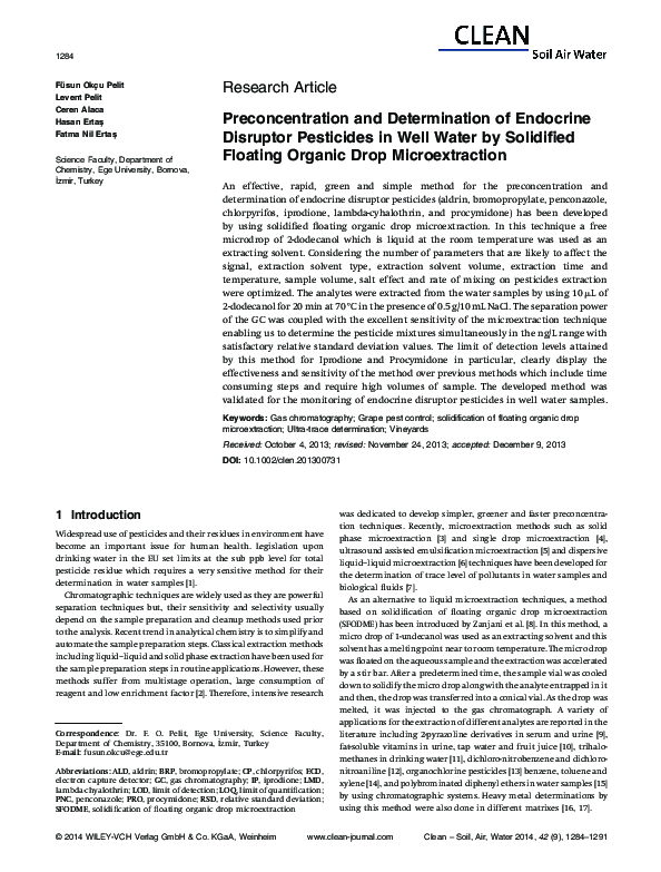 (PDF) Preconcentration and Determination of Endocrine Disruptor ...